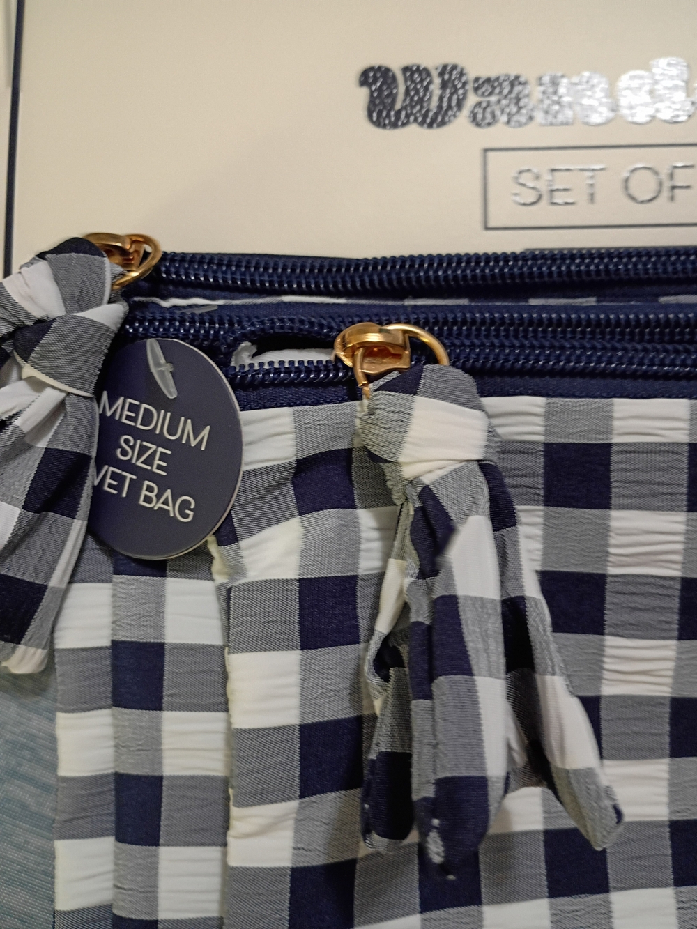 Navy & White Gingham Travel Pouch Set - Picture 5 of 6